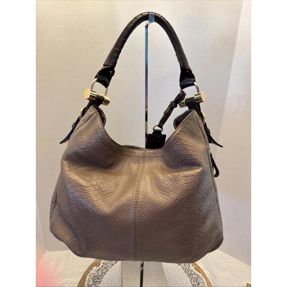 Antonio Melani Cowhide Leather Snakeskin Hobo Shoulder Bag Purse - Picture 7 of 9